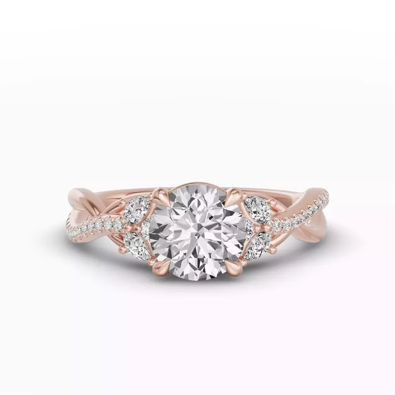 14K Rose Gold Papillon Twist Pavé Engagement Ring