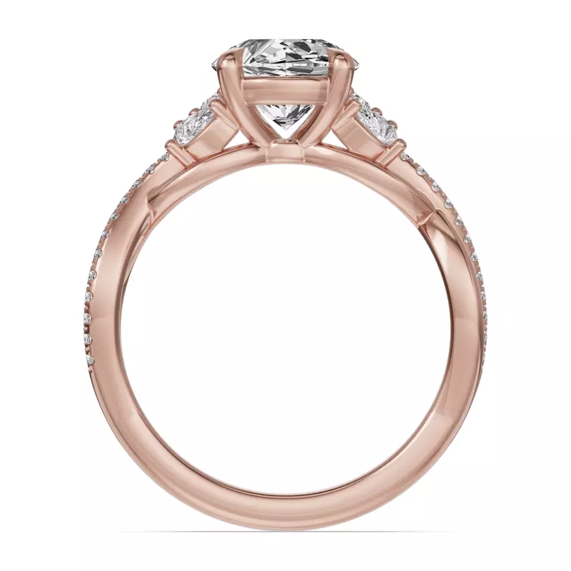 14K Rose Gold Papillon Twist Pavé Engagement Ring