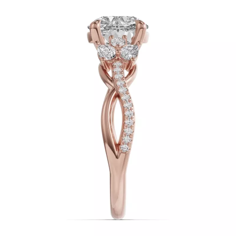 14K Rose Gold Papillon Twist Pavé Engagement Ring