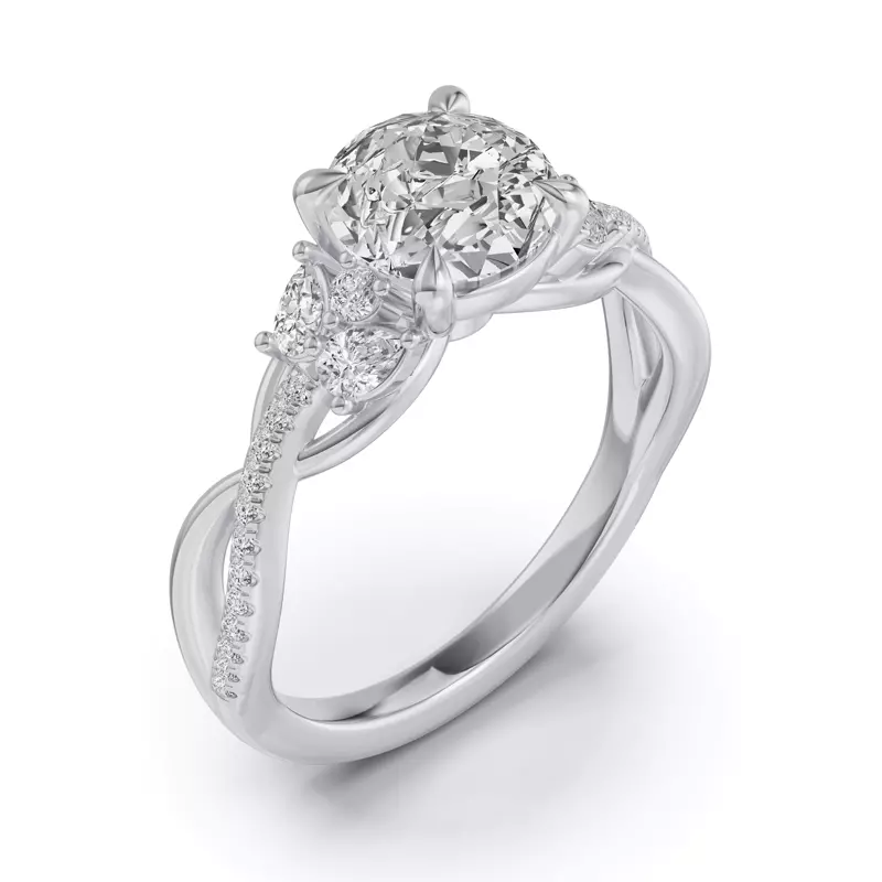 14K White Gold Papillon Twist Pavé Engagement Ring