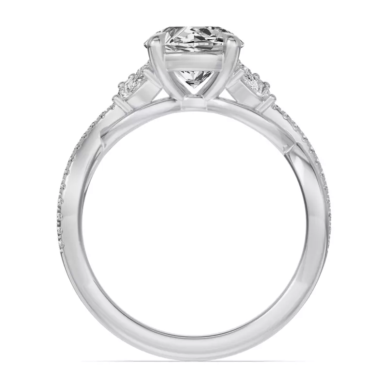 14K White Gold Papillon Twist Pavé Engagement Ring