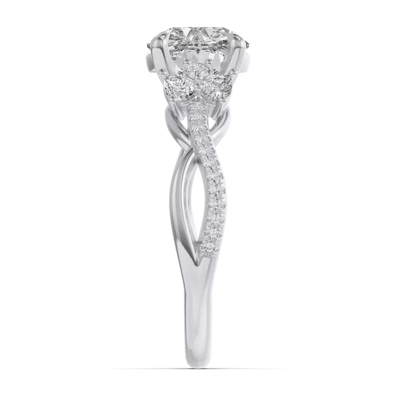 14K White Gold Papillon Twist Pavé Engagement Ring