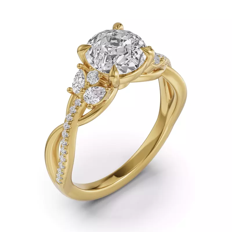 14K Yellow Gold Papillon Twist Pavé Engagement Ring