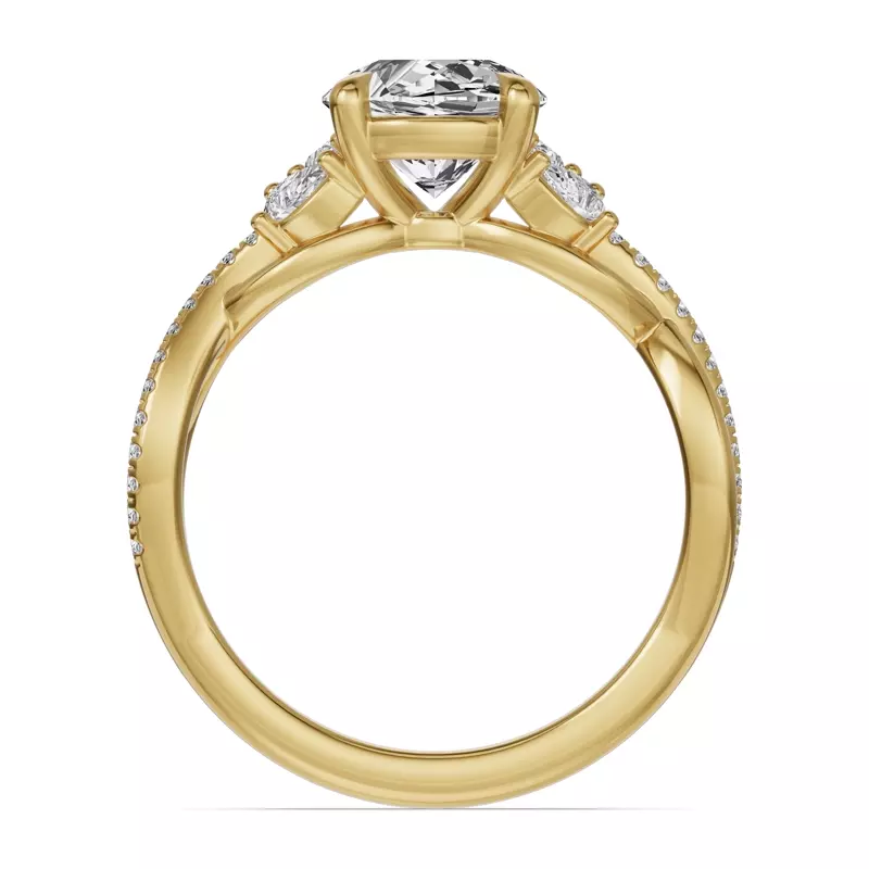 14K Yellow Gold Papillon Twist Pavé Engagement Ring