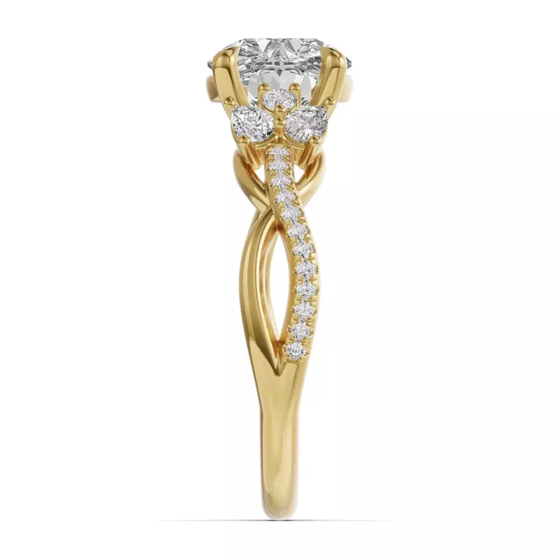 14K Yellow Gold Papillon Twist Pavé Engagement Ring