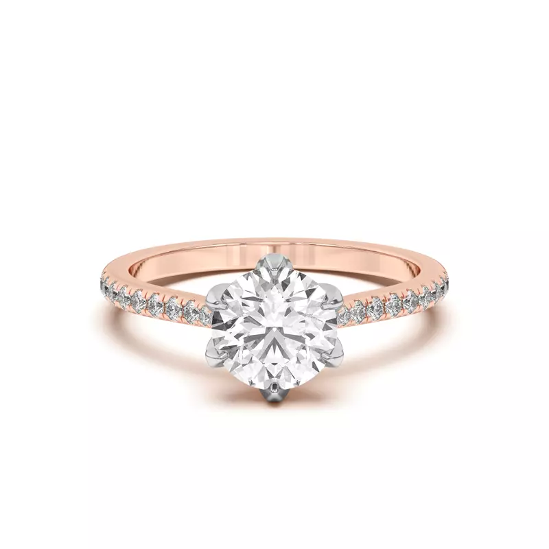 Rose Gold 14k & White Gold 14k Marigold Tulip Inspired 6 Prong Two-Tone Engagement Ring