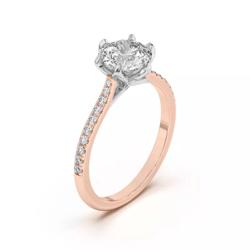 Rose Gold 14k & White Gold 14k Marigold Tulip Inspired 6 Prong Two-Tone Engagement Ring