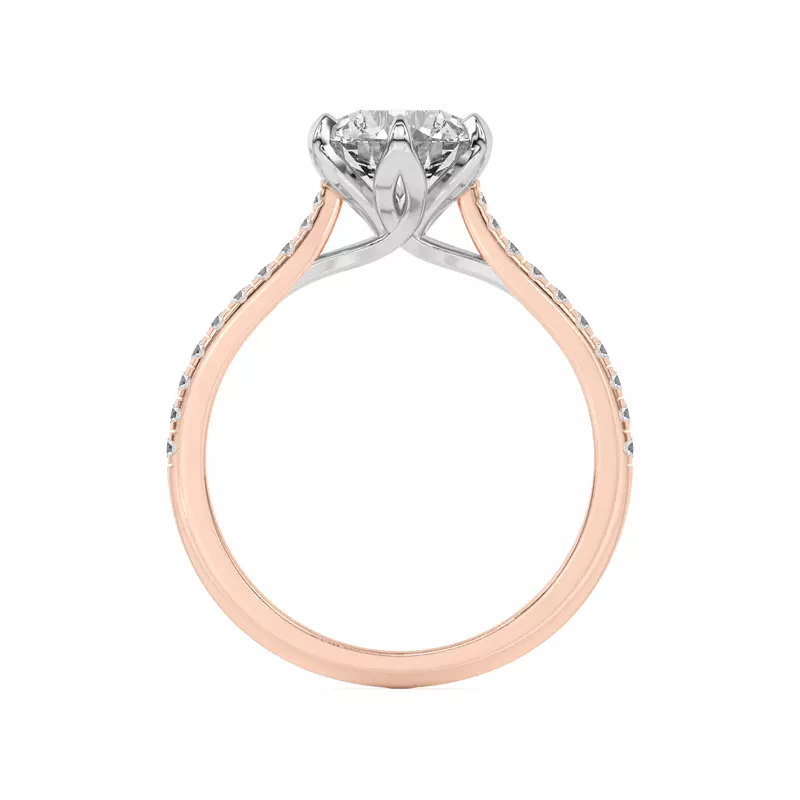 Rose Gold 14k & White Gold 14k Marigold Tulip Inspired 6 Prong Two-Tone Engagement Ring