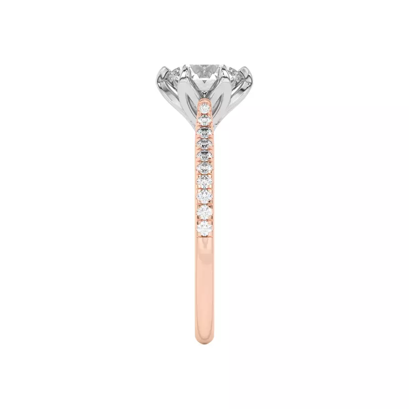 Rose Gold 14k & White Gold 14k Marigold Tulip Inspired 6 Prong Two-Tone Engagement Ring