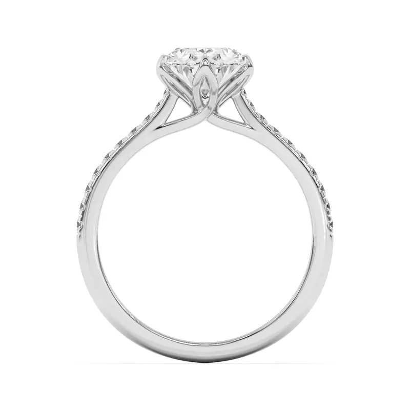 14K White Gold Marigold Tulip Inspired 6 Prong Engagement Ring