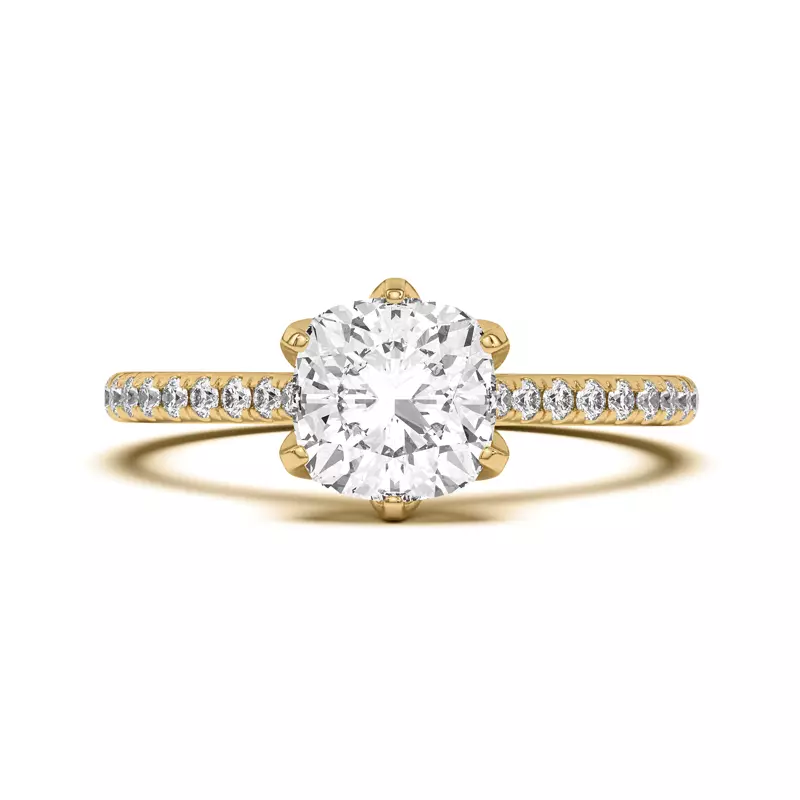14K Yellow Gold Marigold Tulip Inspired 6 Prong Engagement Ring