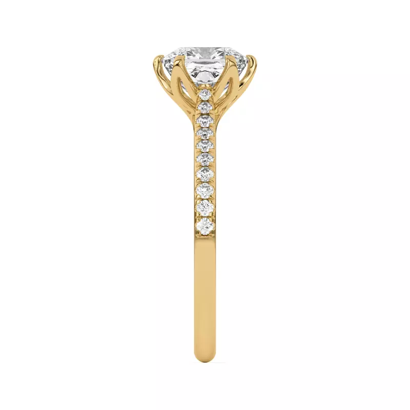14K Yellow Gold Marigold Tulip Inspired 6 Prong Engagement Ring