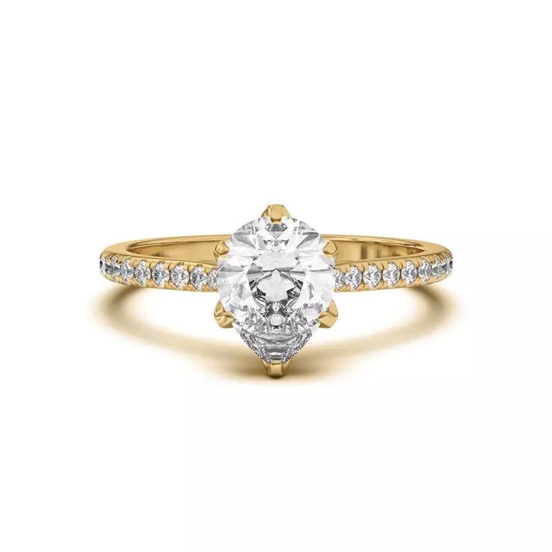 14K Yellow Gold Marigold Tulip Inspired 6 Prong Engagement Ring