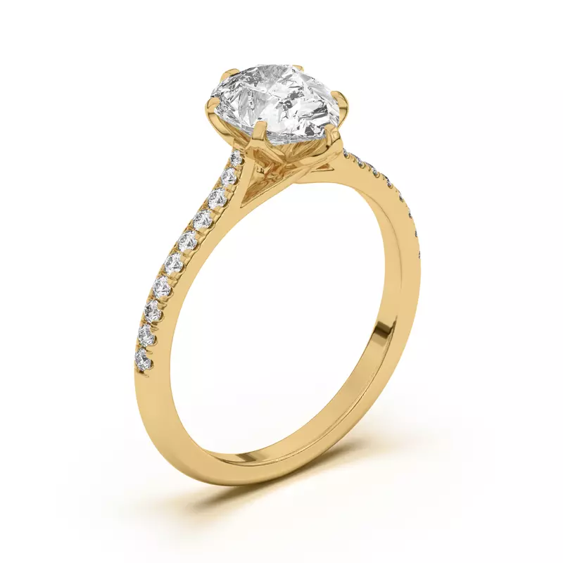 14K Yellow Gold Marigold Tulip Inspired 6 Prong Engagement Ring