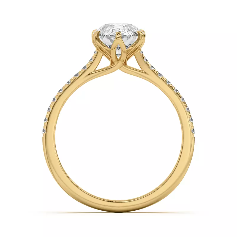 14K Yellow Gold Marigold Tulip Inspired 6 Prong Engagement Ring