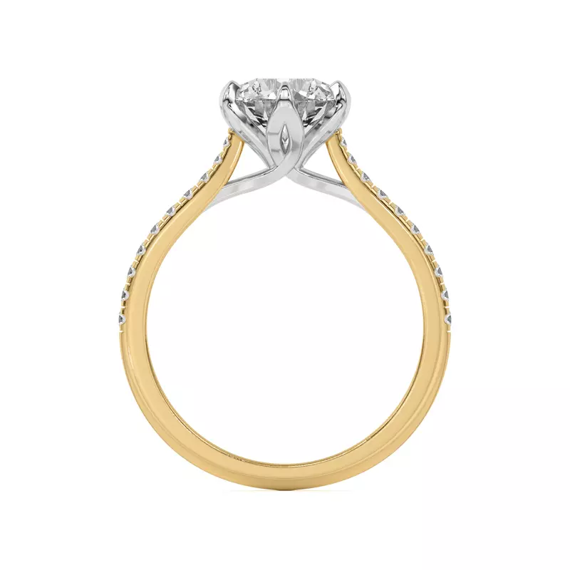 Yellow Gold 14k & White Gold 14k Marigold Tulip Inspired 6 Prong Two-Tone Engagement Ring