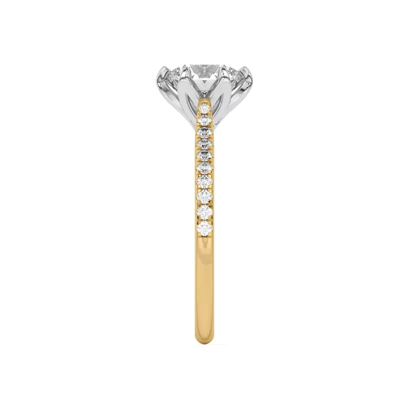 Yellow Gold 14k & White Gold 14k Marigold Tulip Inspired 6 Prong Two-Tone Engagement Ring