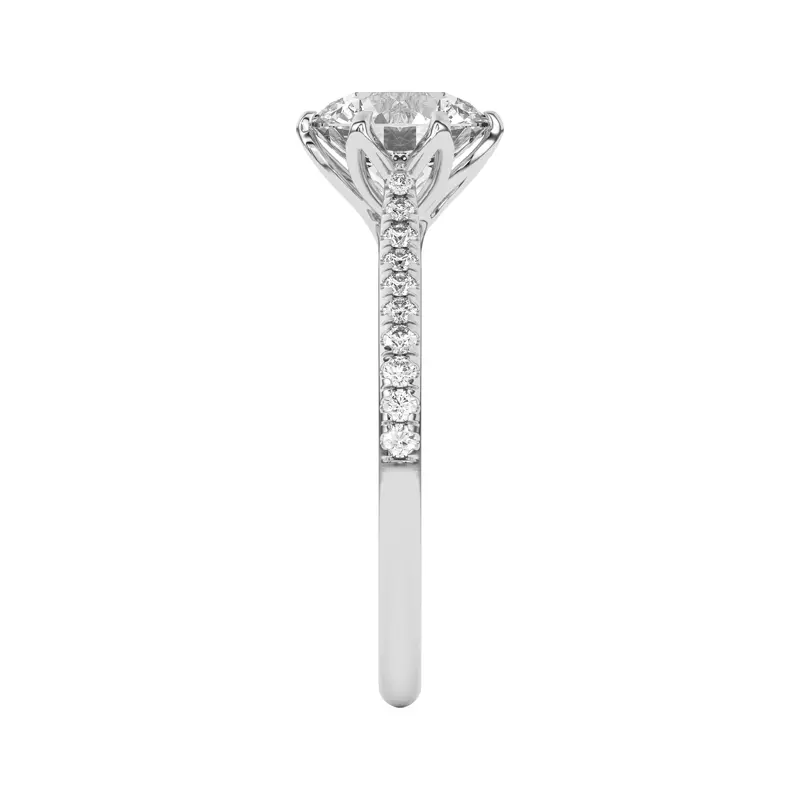 18K White Gold Marigold Tulip Inspired 6 Prong Engagement Ring