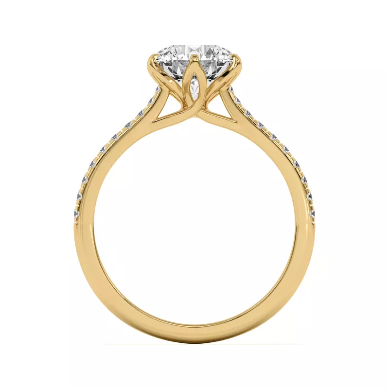 18K Yellow Gold Marigold Tulip Inspired 6 Prong Engagement Ring