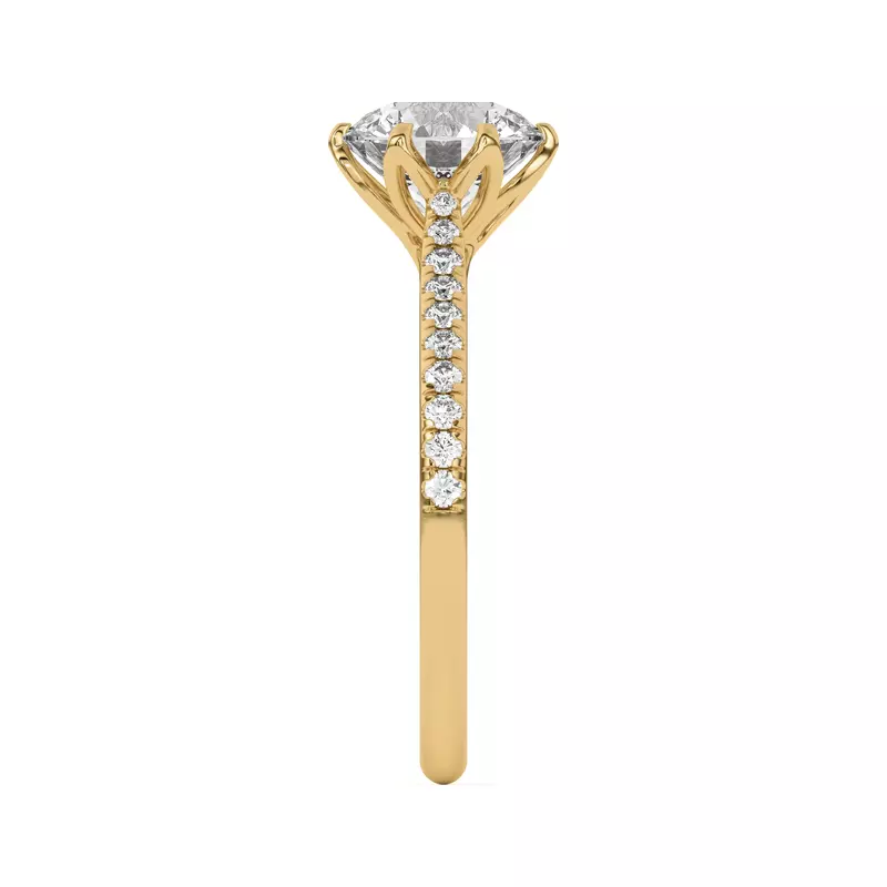 18K Yellow Gold Marigold Tulip Inspired 6 Prong Engagement Ring