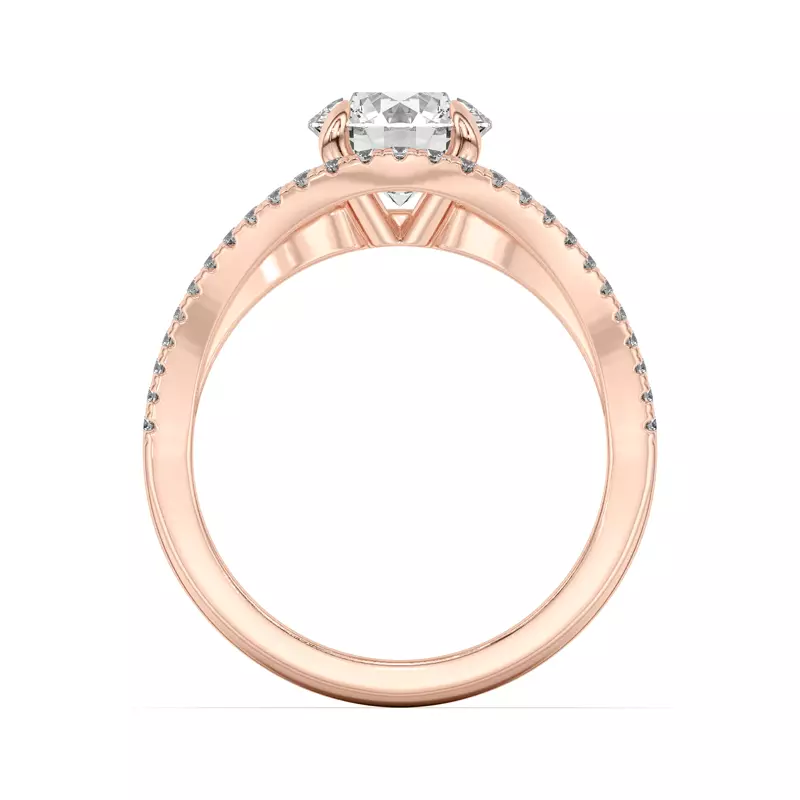 14K Rose Gold Farrah Double Row Pavé Shank Engagement Ring 