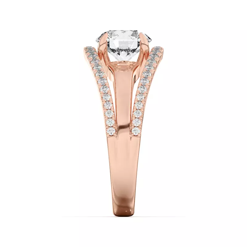 14K Rose Gold Farrah Double Row Pavé Shank Engagement Ring 
