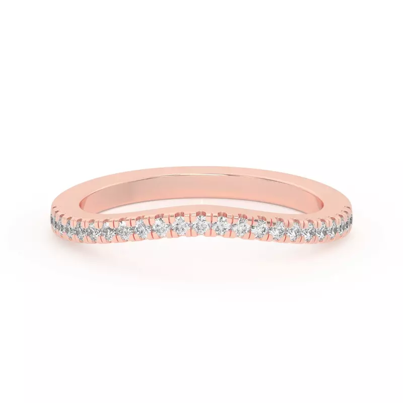 14K Rose Gold Farrah Curved Pavé Band