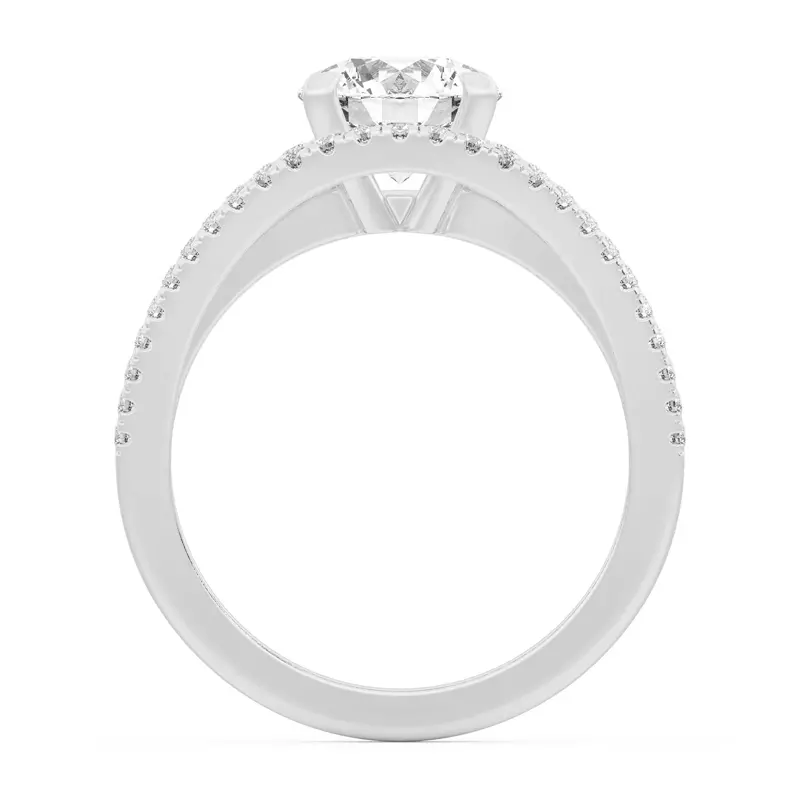 14K White Gold Farrah Double Row Pavé Shank Engagement Ring 
