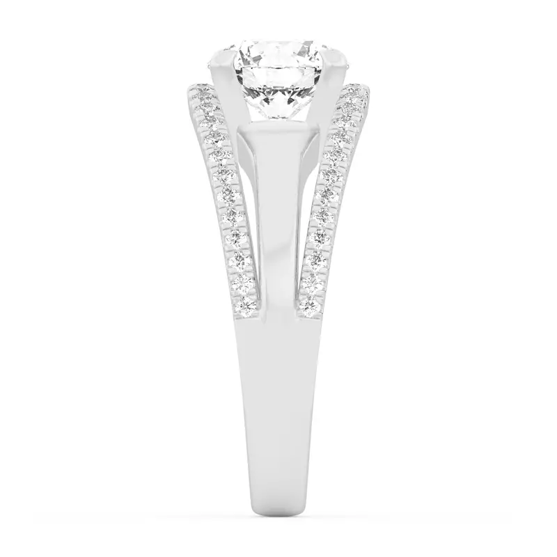 14K White Gold Farrah Double Row Pavé Shank Engagement Ring 