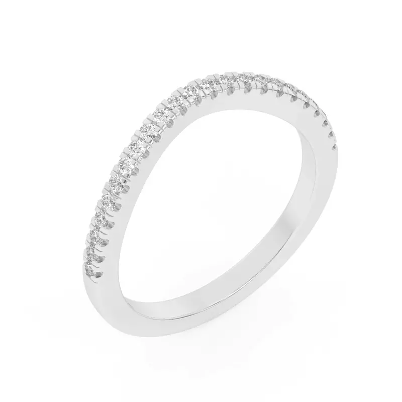 14K White Gold Farrah Curved Pavé Band