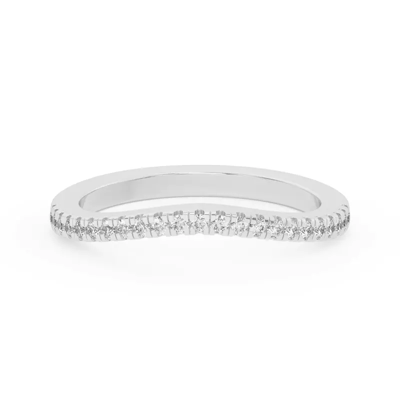 14K White Gold Farrah Curved Pavé Band