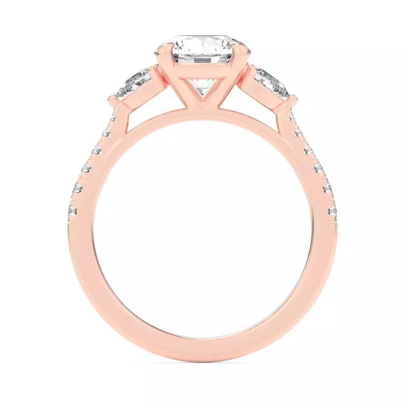 14K Rose Gold Taryn Pear 3-Stone With Pavé Engagement Ring