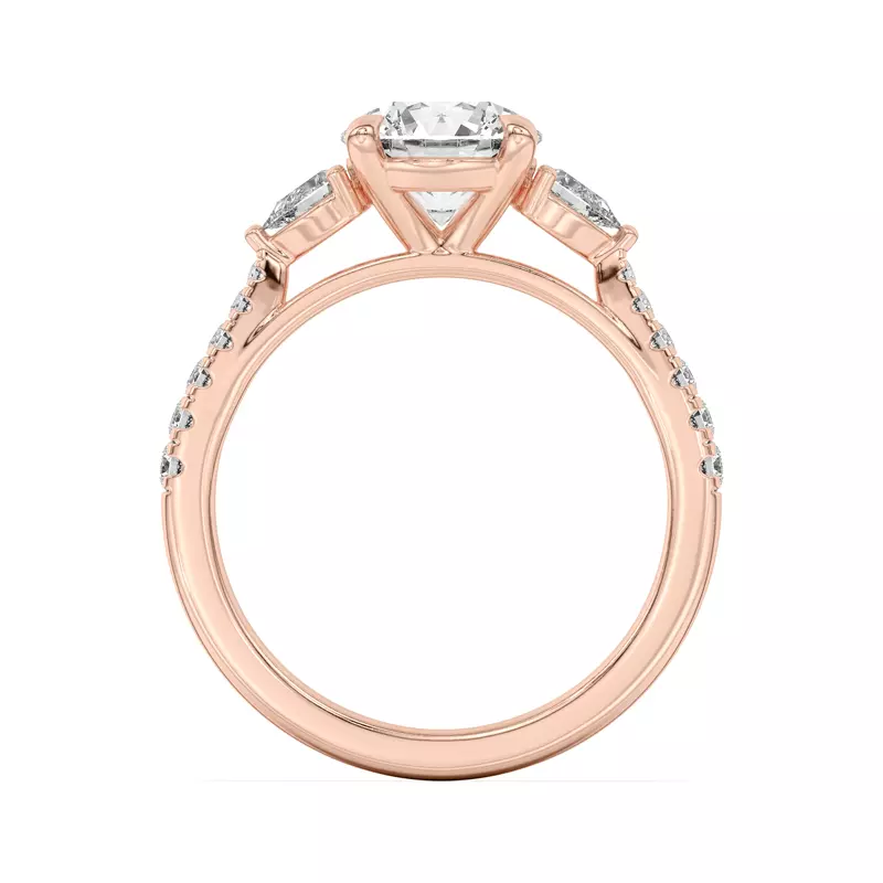 14K Rose Gold Taryn Pear 3-Stone With Pavé Engagement Ring