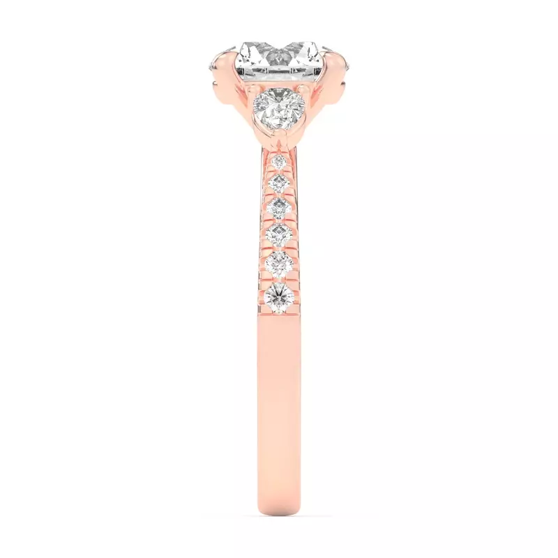 14K Rose Gold Taryn Pear 3-Stone With Pavé Engagement Ring