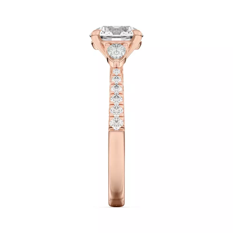 14K Rose Gold Taryn Pear 3-Stone With Pavé Engagement Ring