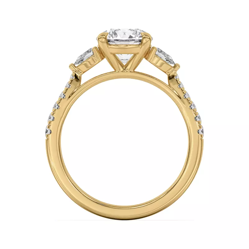 14K Yellow Gold Taryn Pear 3-Stone With Pavé Engagement Ring