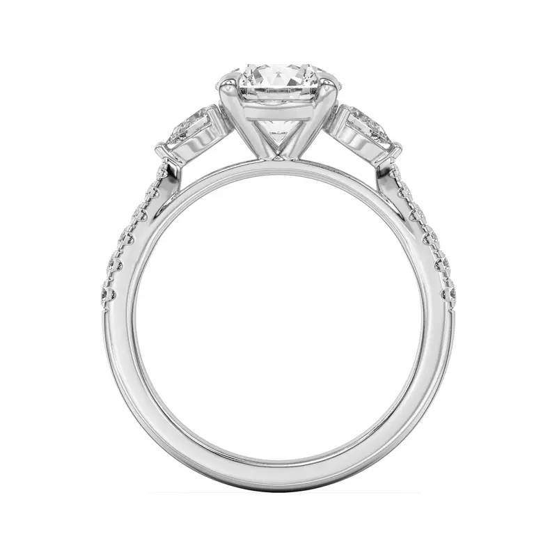 Platinum Taryn Pear 3-Stone With Pavé Engagement Ring