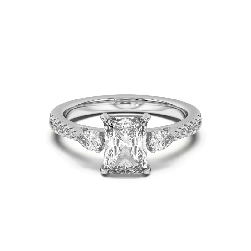 Platinum Taryn Pear 3-Stone With Pavé Engagement Ring