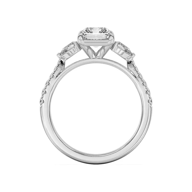 Platinum Taryn Pear 3-Stone With Pavé Engagement Ring