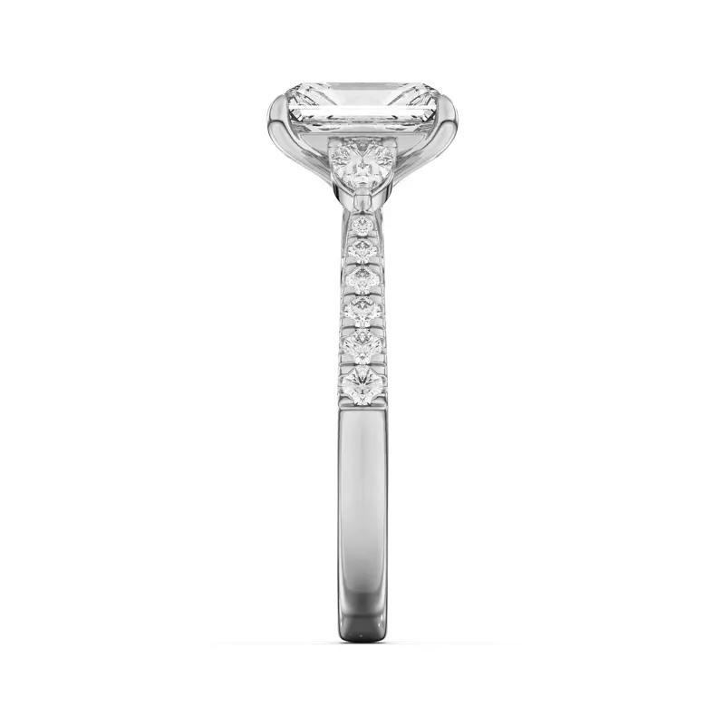 Platinum Taryn Pear 3-Stone With Pavé Engagement Ring