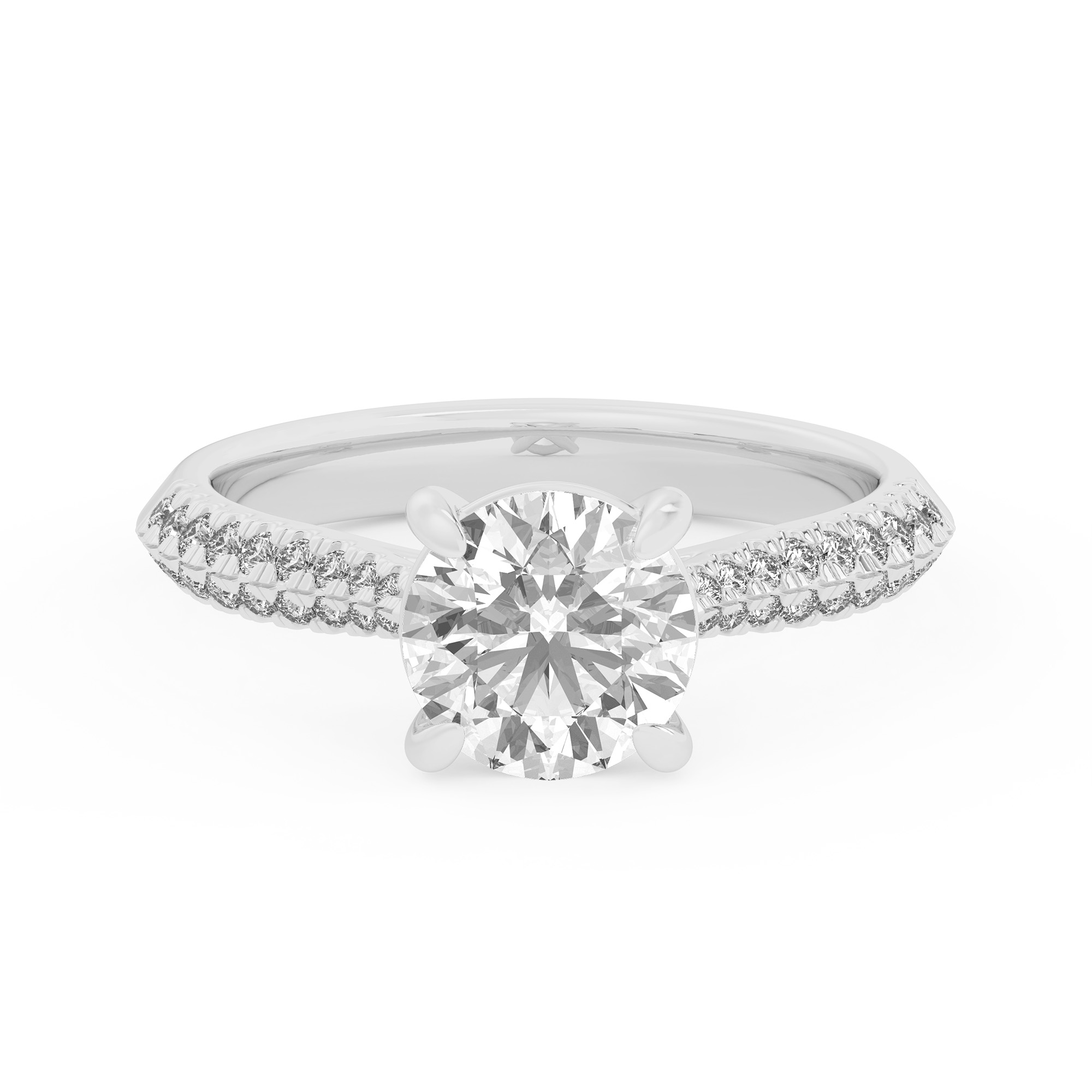 18K White Gold Karen Knife-Edge Pavé Engagement Ring