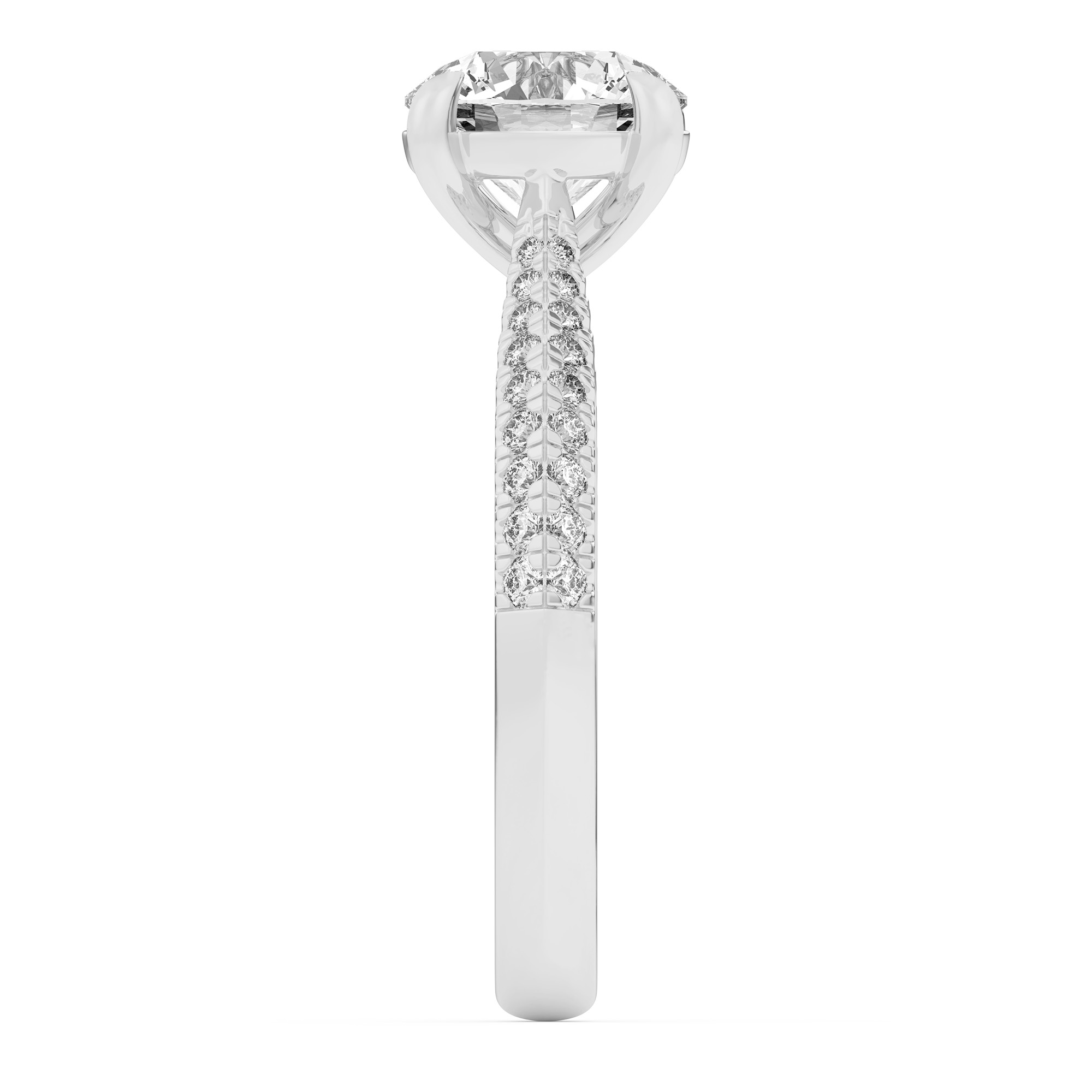 18K White Gold Karen Knife-Edge Pavé Engagement Ring