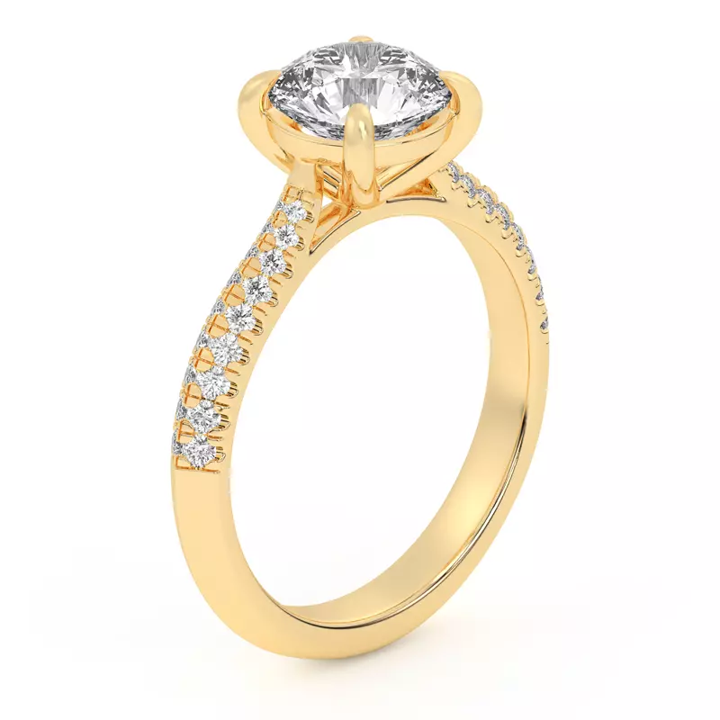 18K Yellow Gold Karen Knife-Edge Pavé Engagement Ring