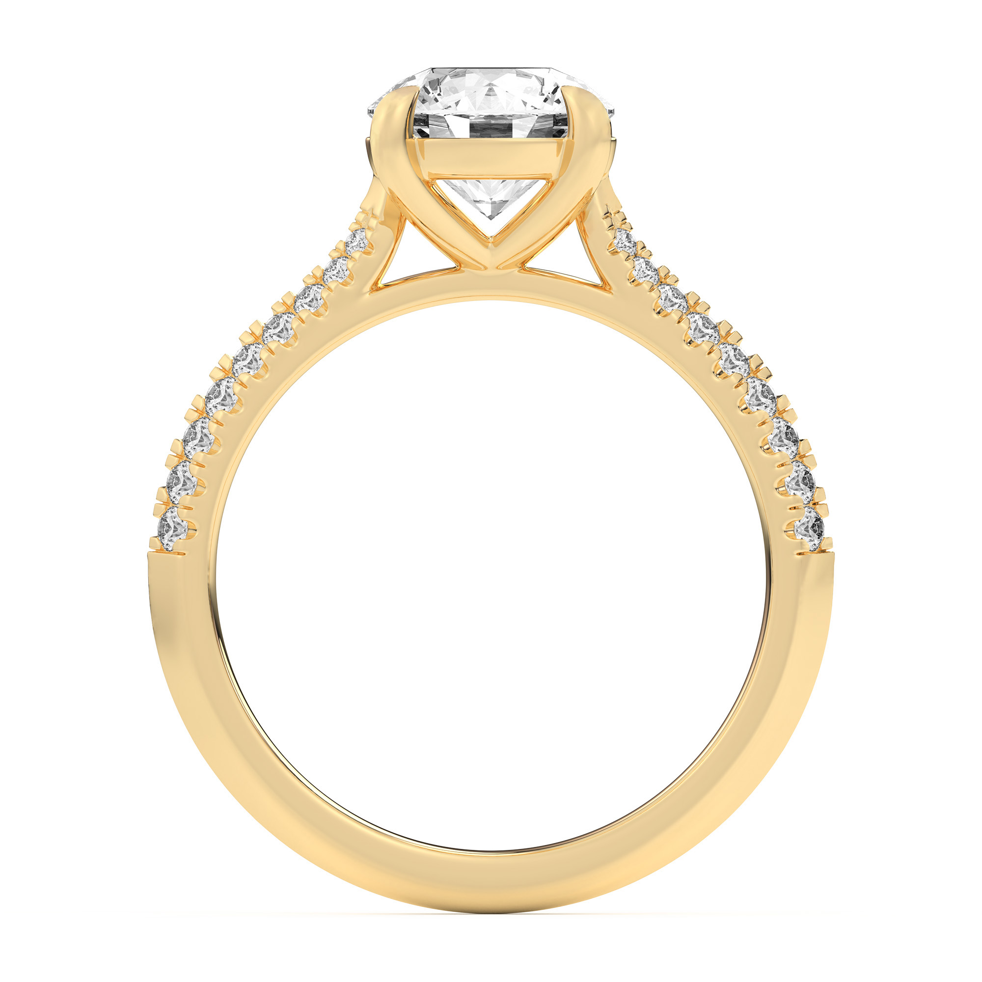 18K Yellow Gold Karen Knife-Edge Pavé Engagement Ring