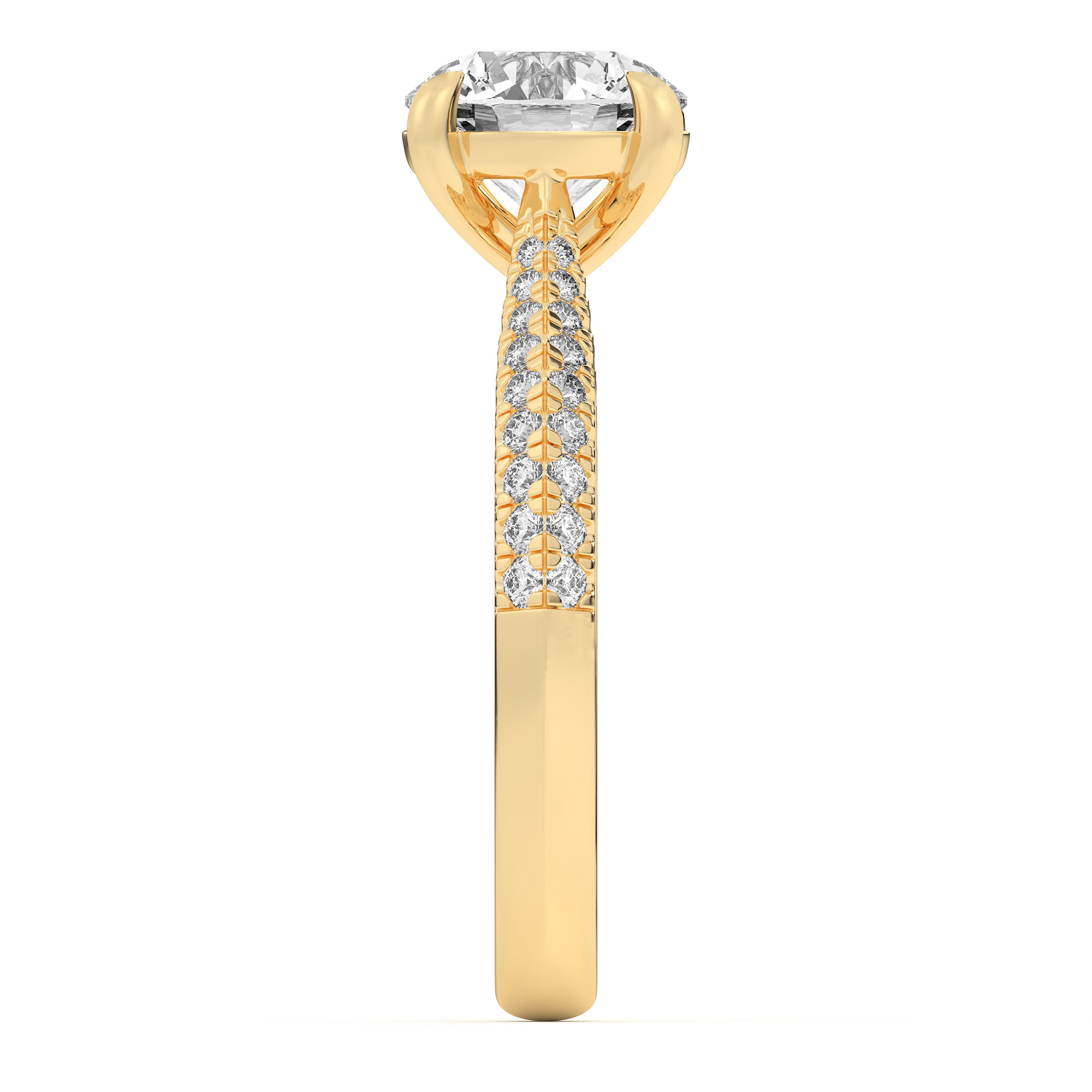 18K Yellow Gold Karen Knife-Edge Pavé Engagement Ring