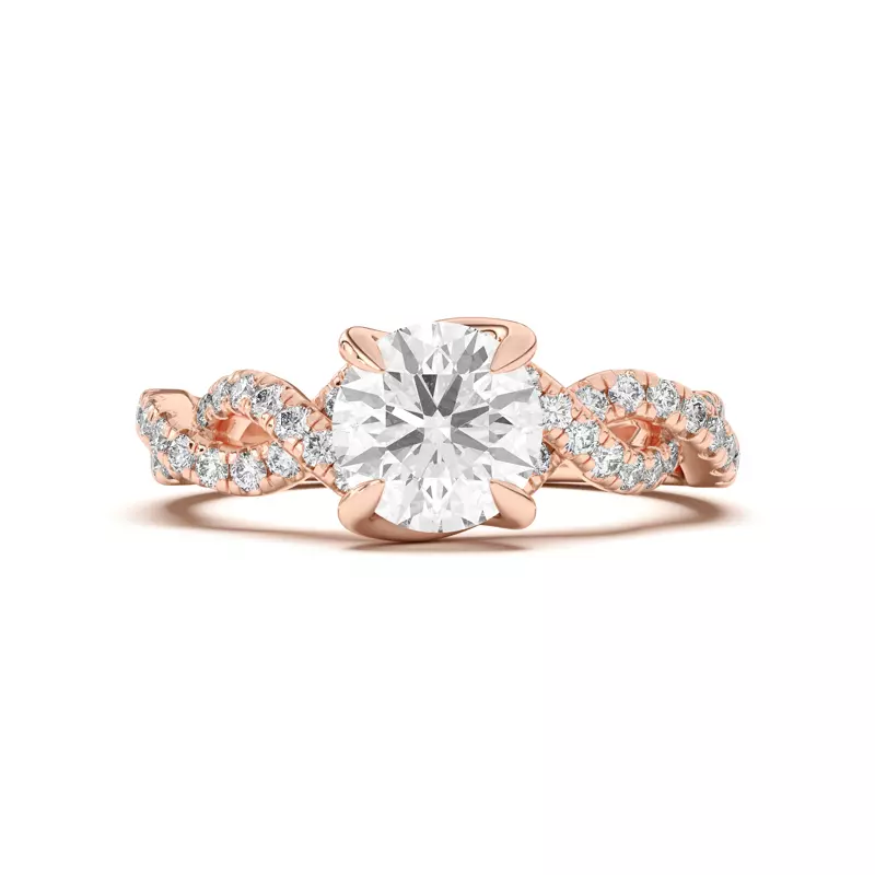 14K Rose Gold Gina Twisted Pavé Diamond Engagement Ring