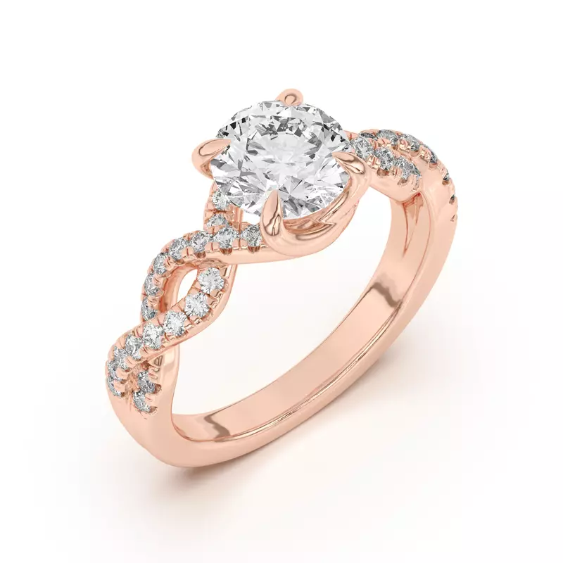 14K Rose Gold Gina Twisted Pavé Diamond Engagement Ring