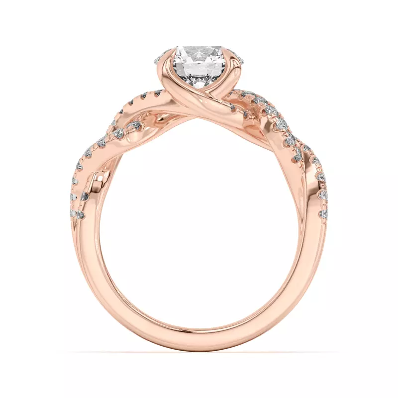 14K Rose Gold Gina Twisted Pavé Diamond Engagement Ring