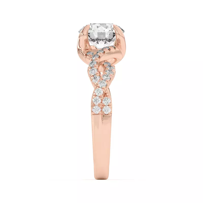 14K Rose Gold Gina Twisted Pavé Diamond Engagement Ring