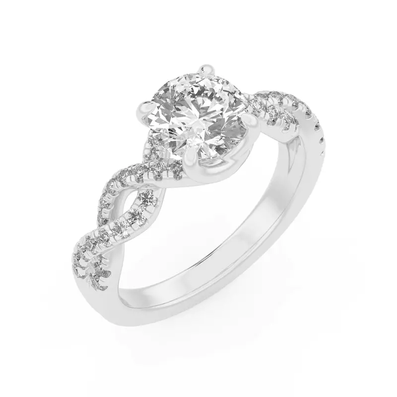 14K White Gold Gina Twisted Pavé Diamond Engagement Ring